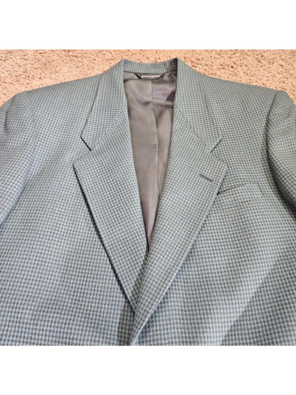 Vintage Pierre Cardin Wool Blazer Jacket Mens 42R Green Gray Man in Wool 80s - Picture 4 of 13